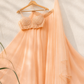Peach Pearl And Cutdana Blouse With Goergette Sharara