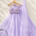 Lilac Pearl And Cutdana Blouse With Goergette Sharara
