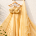 Honey Yellow Pearl And Cutdana Blouse With Goergette Sharara