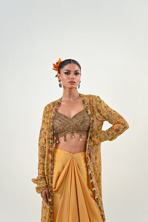 M YELLOW DHOTI WITH EMBROIDERED JACKET image 3