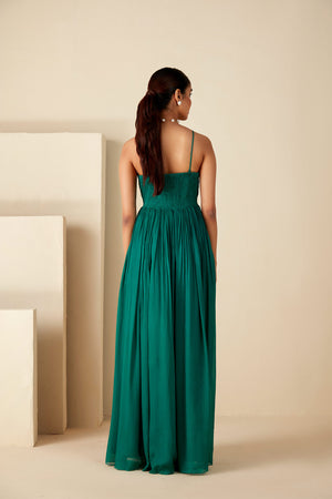 Emerald Elegance Pleated Dress image 1