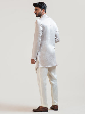Cream Phulkari Nehru Kurta Set image 4