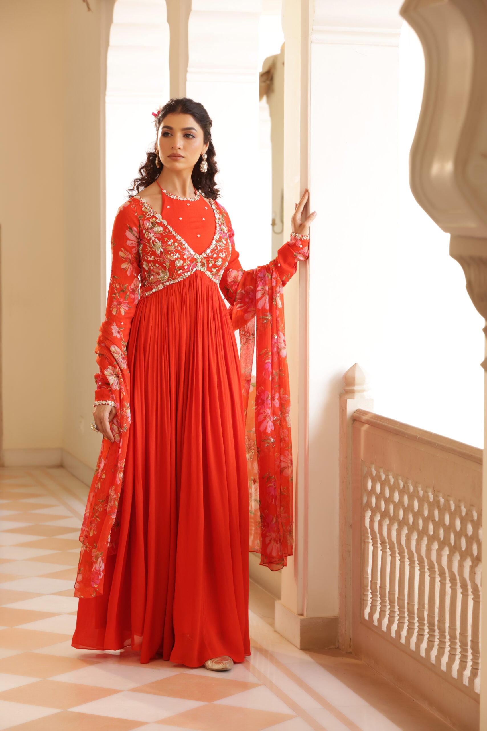 Georgette Crepe Double Neck Anarkali image 7