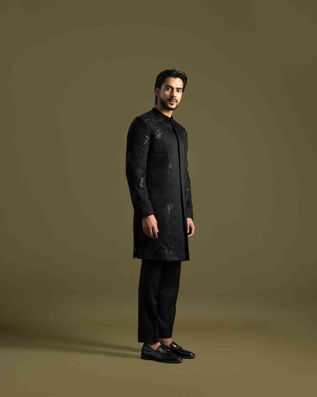 Black Achkan Set image 3