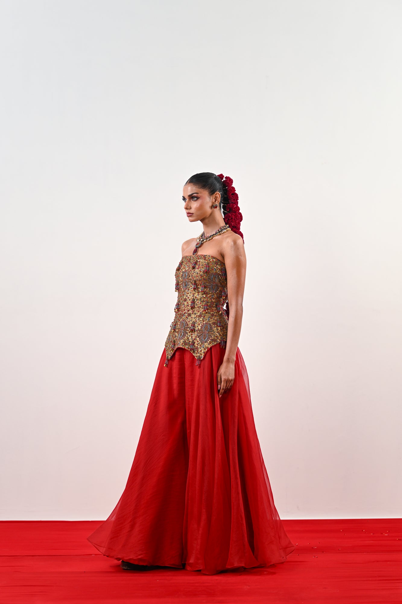 S FLARED PANT WITH EMBROIDERED CORSET image 2