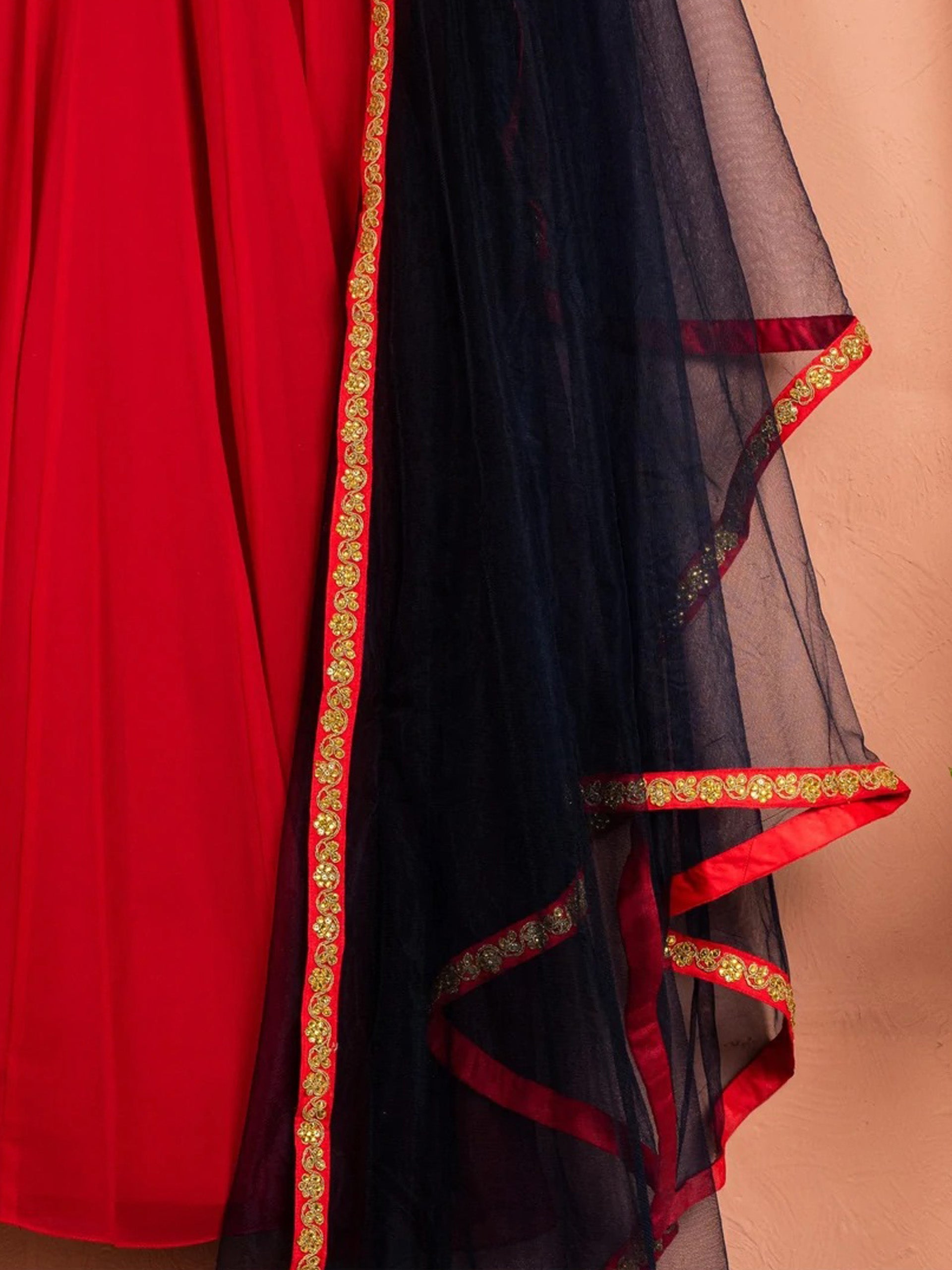 Red Anarkali Set image 2
