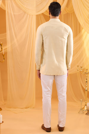 Cream Embroidered Indowestern Set image 2