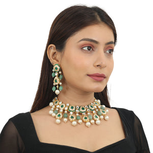 Green Meenakari Necklace Set image 6