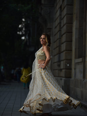 Ivory and Mirror Bustier Lehenga Set image 3