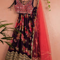 Violet Floral Mirror Lehenga Set with Pink Dupatta image 0