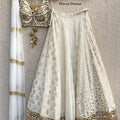 White Multi Kali Lehenga with Layered Tassel Dupatta image 0