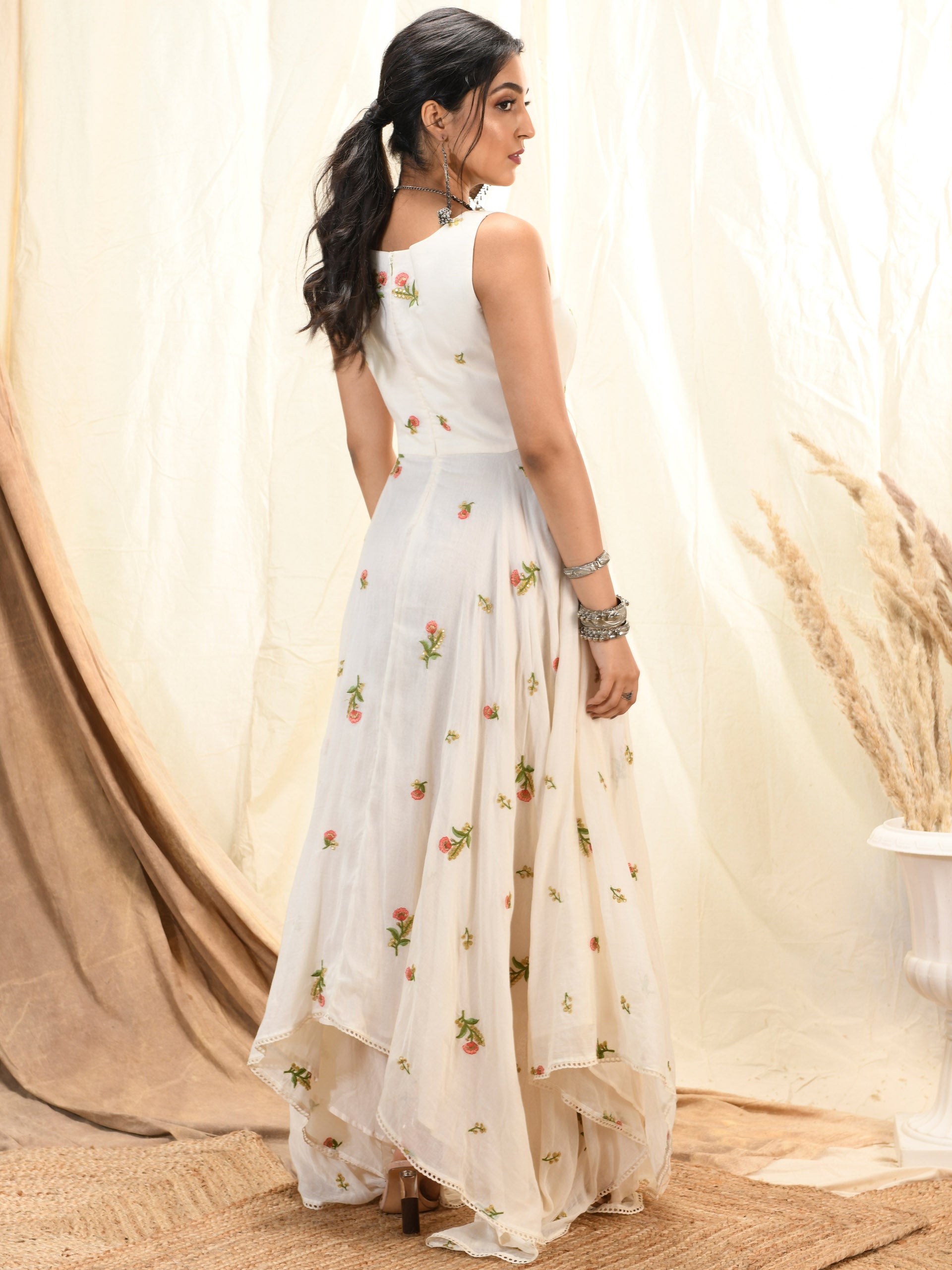 Off-White Asymmetrical Kurta Dress image 1