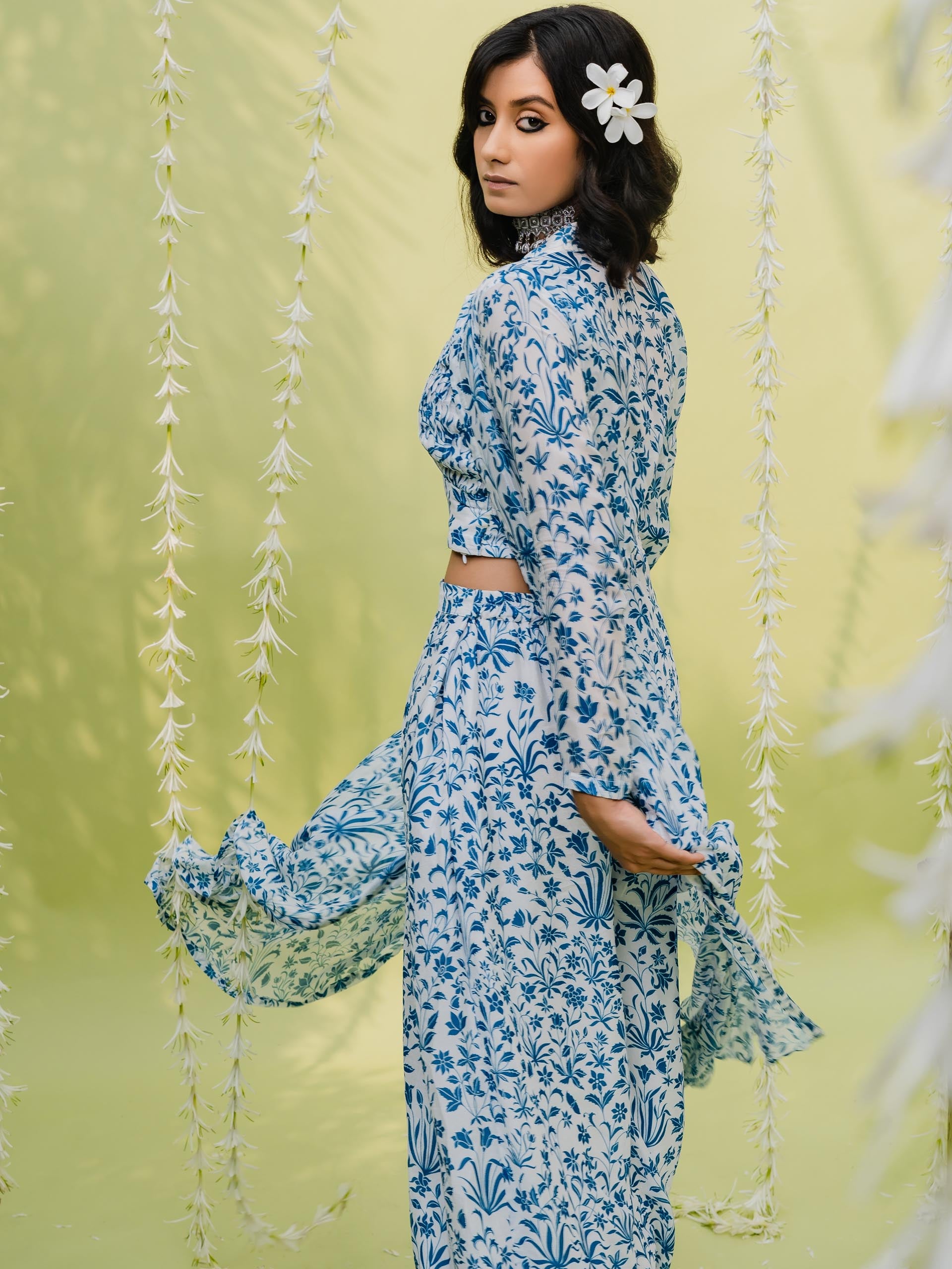 Teal Blue Co-Ord Set with Cape image 4