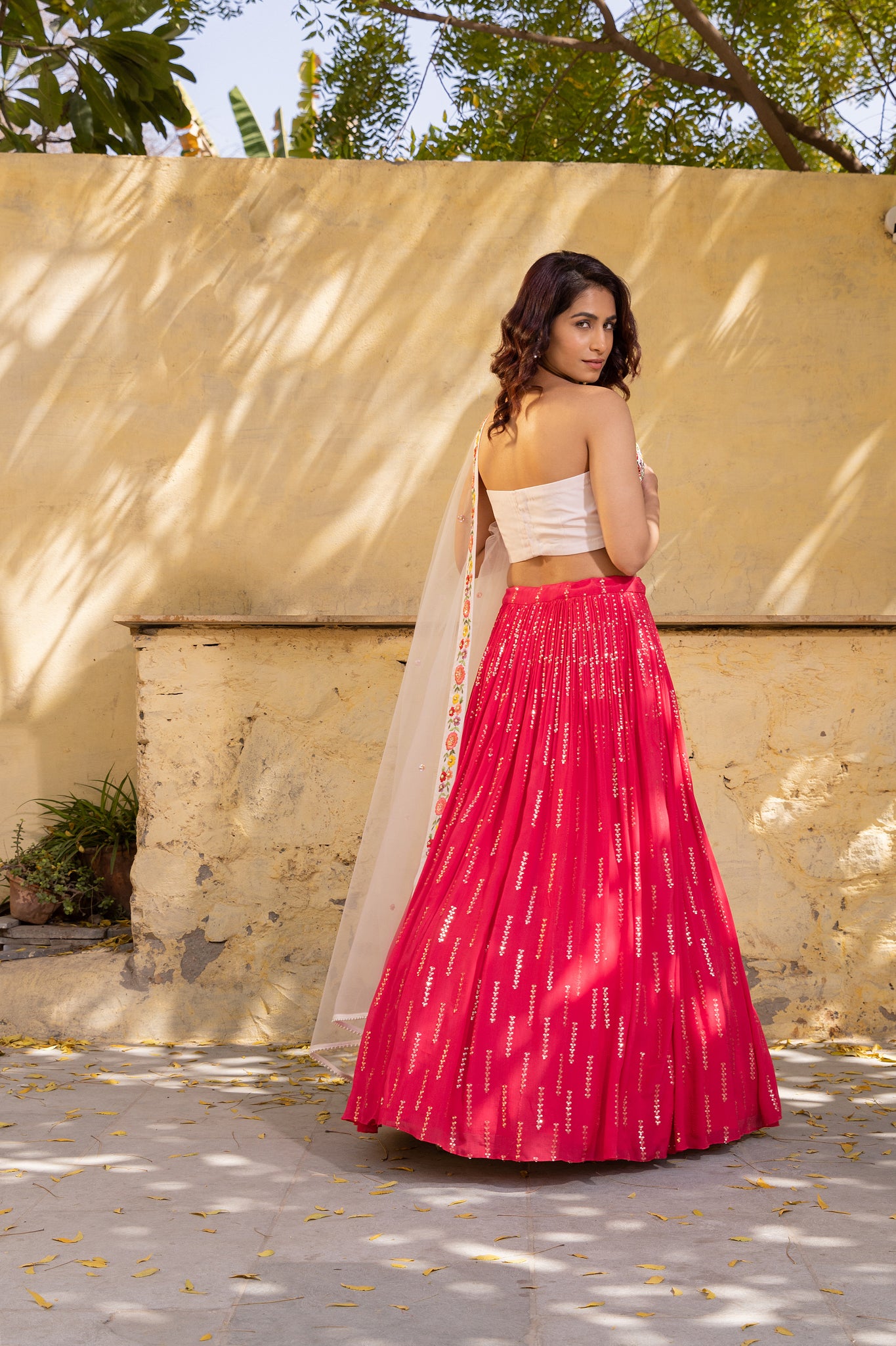 Pink Georgette Thread Work Lehenga Set image 6