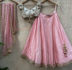 Pink Embroidered Lehenga Set image 1