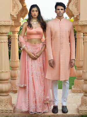 Peach Sherwani Set image 3