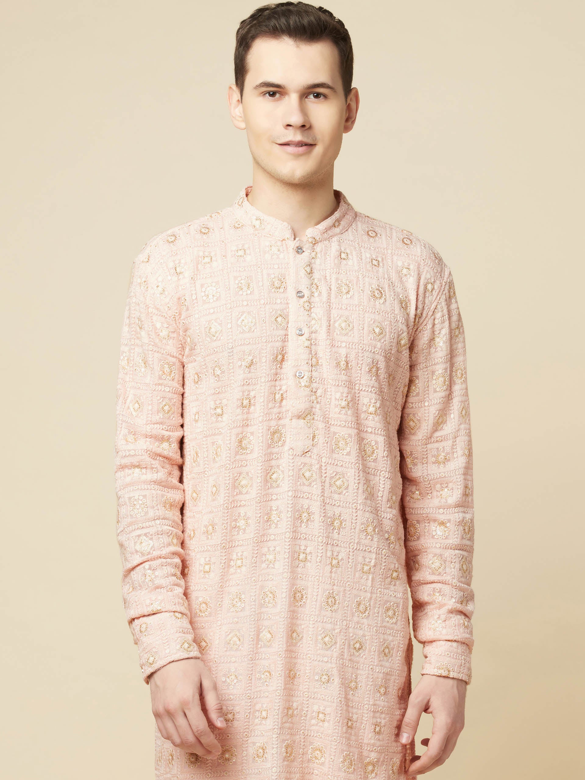 Blush Pink Lucknowi Embroidered Kurta Set image 0