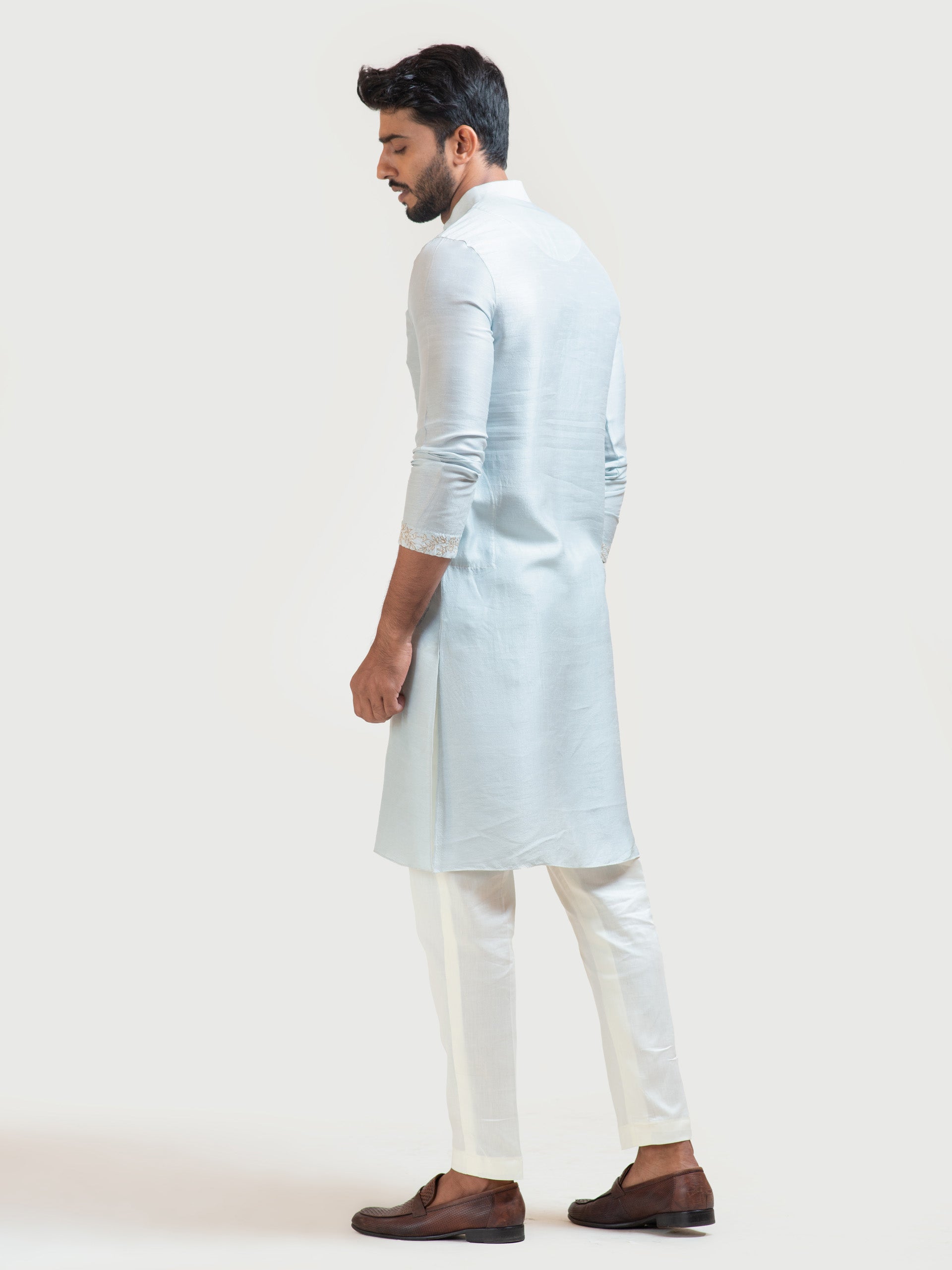 Ice Blue Embroidered Kurta Set image 3