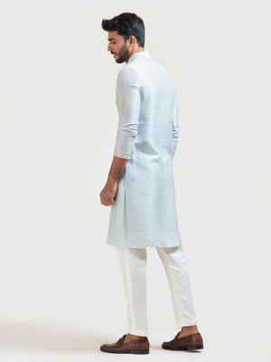Ice Blue Embroidered Kurta Set image 3