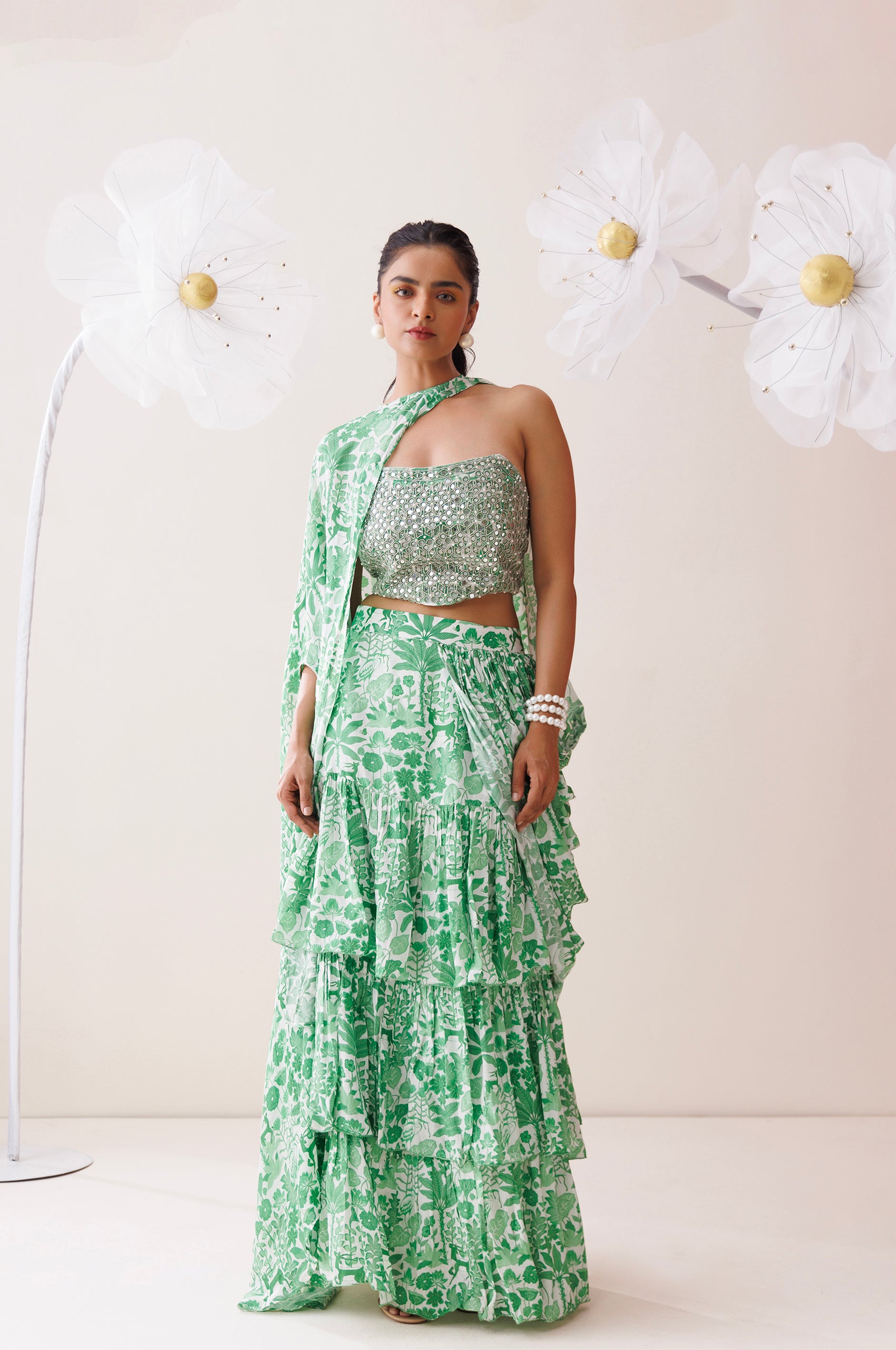 Ivory Fern Saree - M image