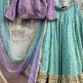 Sage Green and Mauve Lehenga Set image 0
