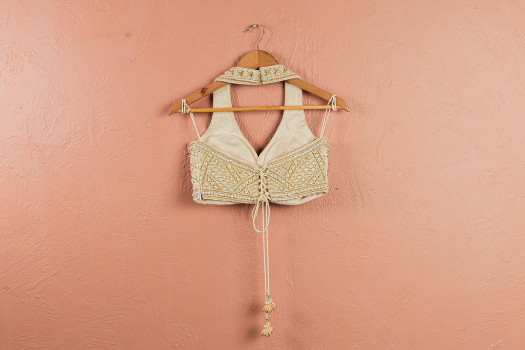 Ivory Layered Pearl Lehenga Set image 1