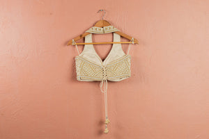 Ivory Layered Pearl Lehenga Set image 1