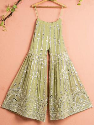 Sage Green Mirror Sharara Set image 5