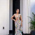 Gardenia Highlighted Saree Paidwan with Hand Work Mirror Blouse image 0