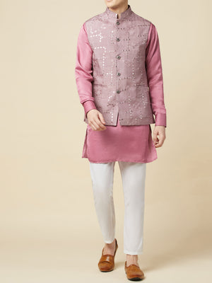 Mauve Kurta Bundi Jacket Set image 2