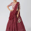 Pre Drape Mauve Lehenga Set image 0