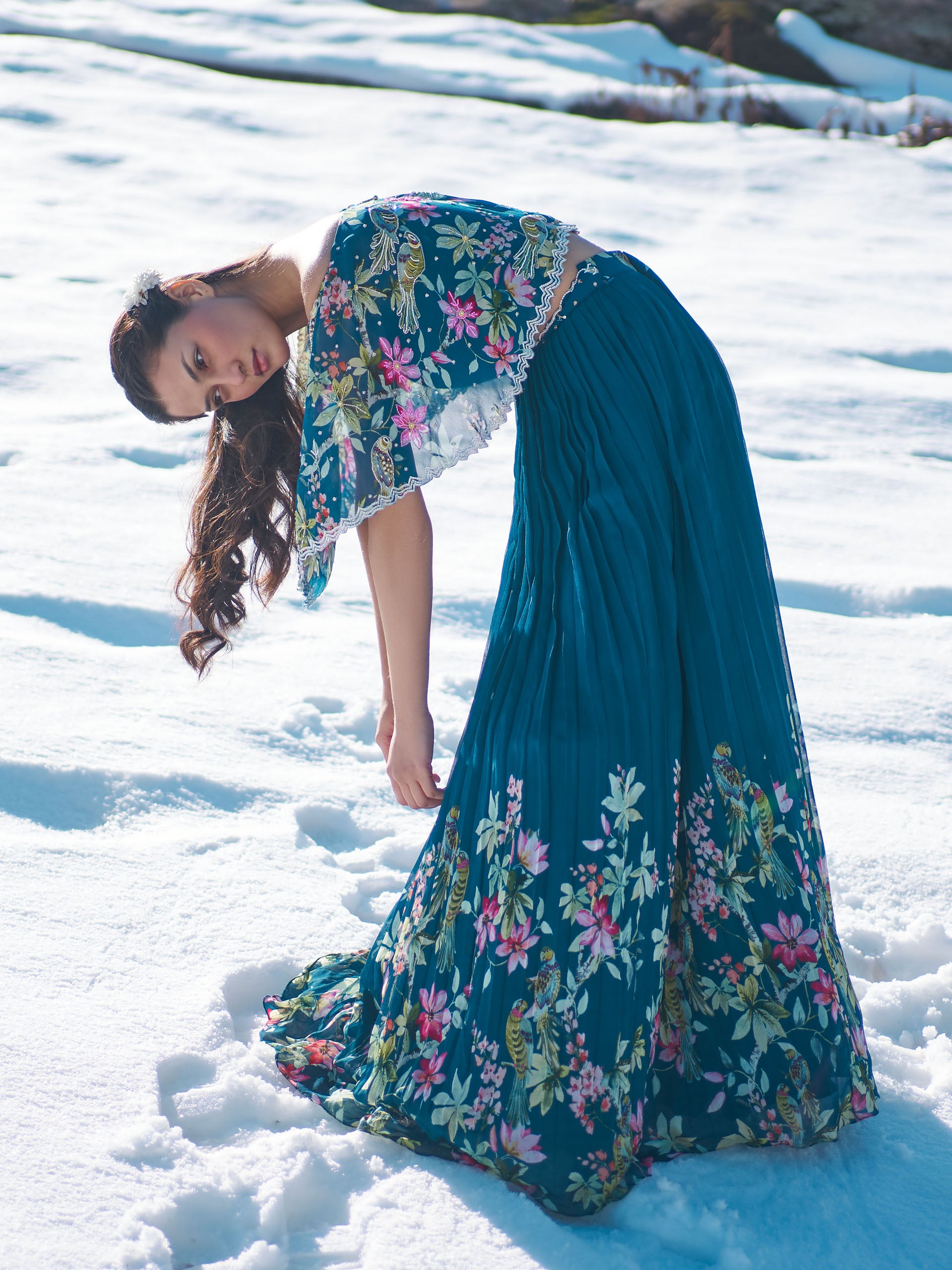 Bondi Blue Floral Lehenga Set image 2