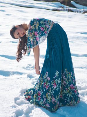 Bondi Blue Floral Lehenga Set image 2