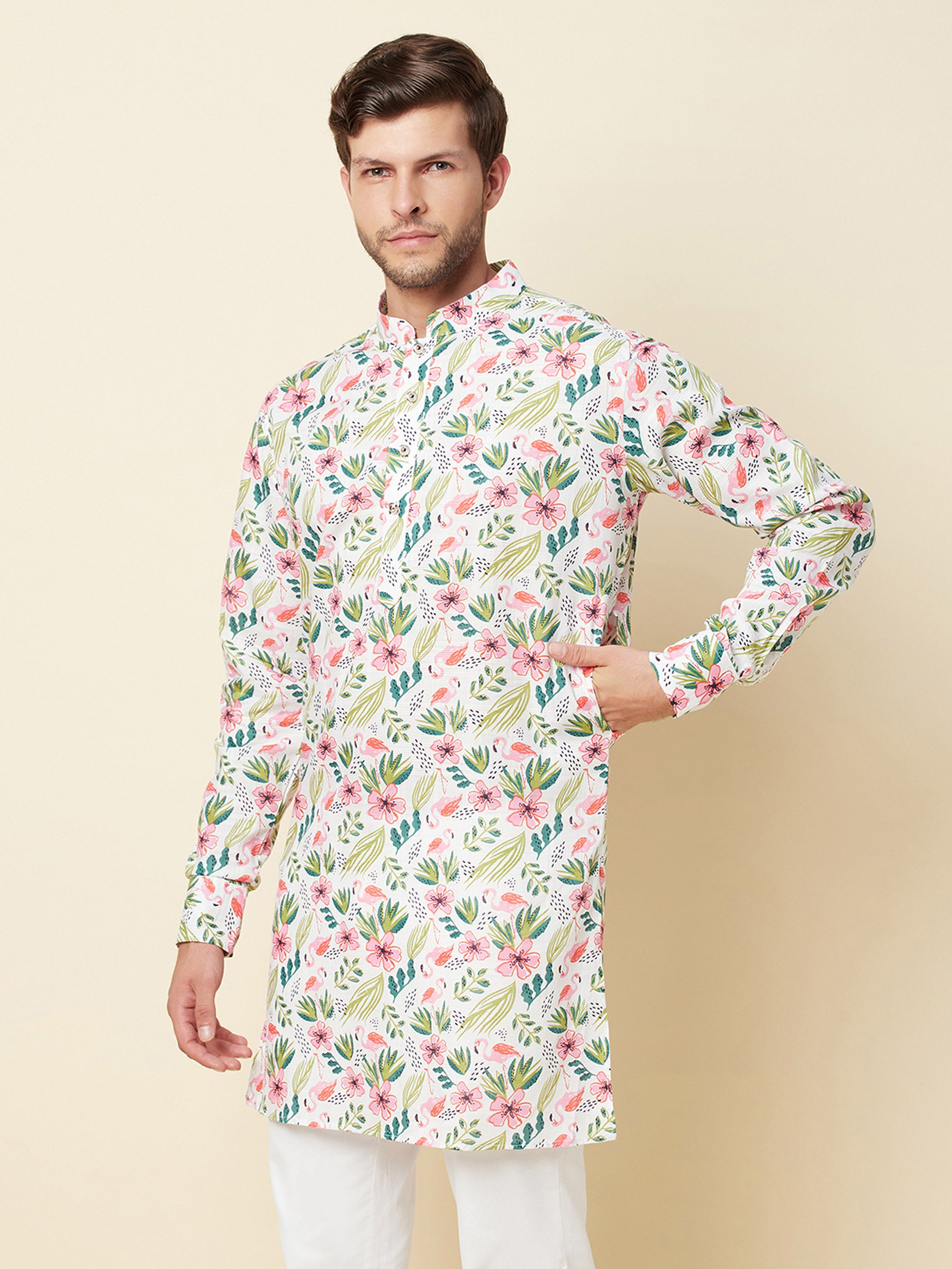 White Print Kurta image 5
