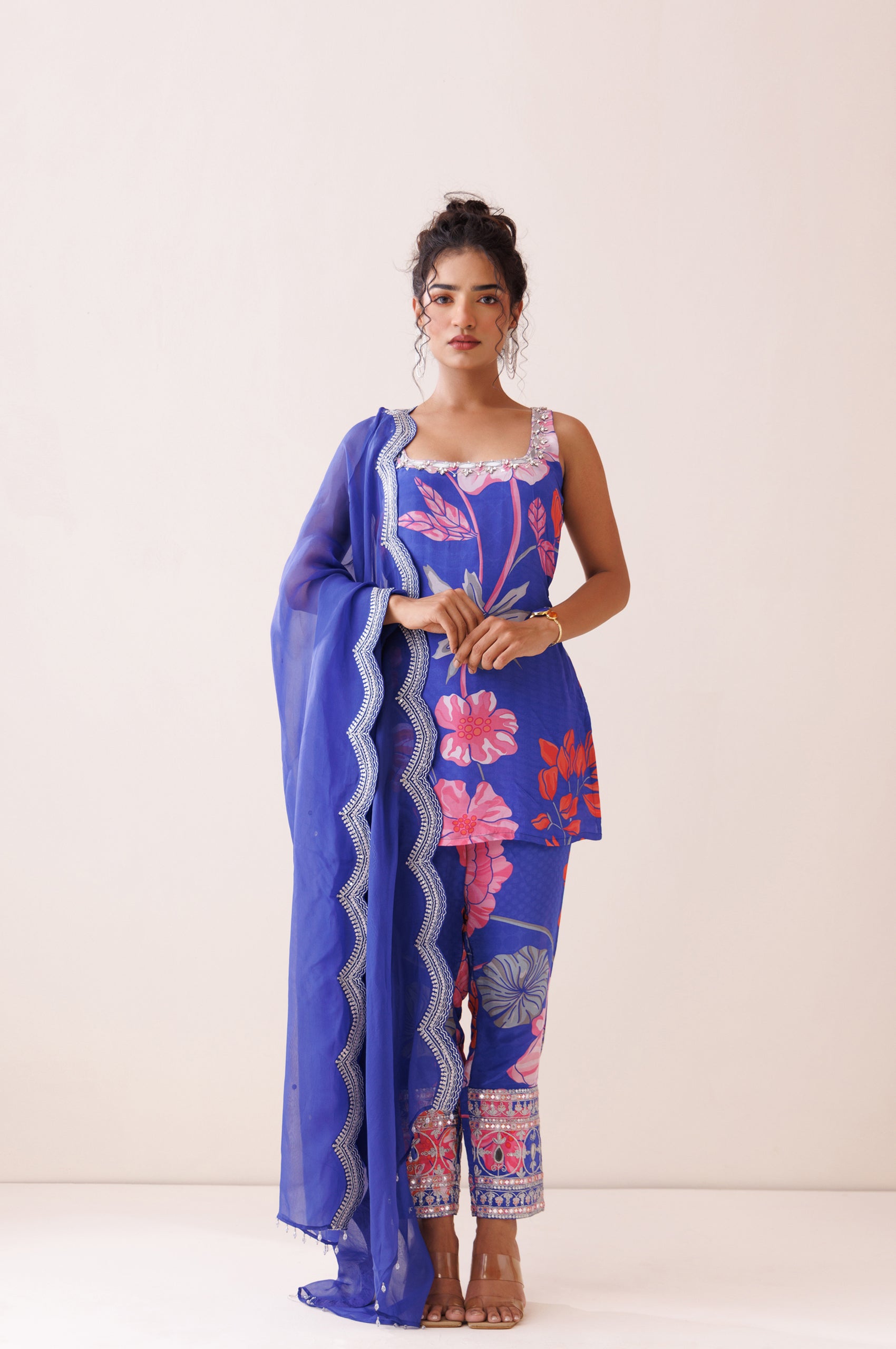 Blue Square Neck Kurta Set image 1