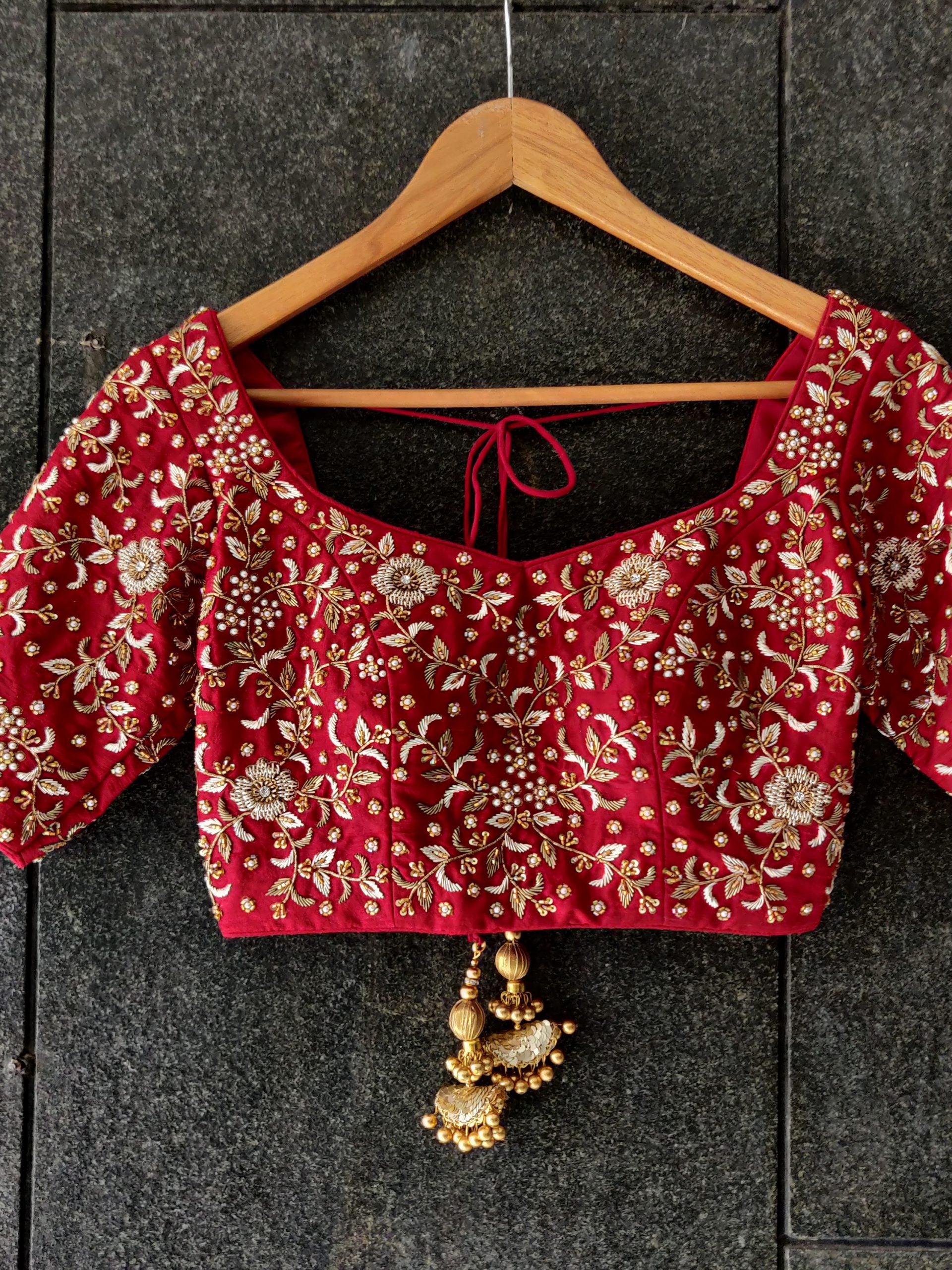 Red Bridal Paisley Work Lehenga image 5