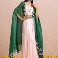 Light Pink Embroidered Pallazo Set with Cape image 0