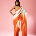 Ivory And Orange Georgette Embroidered Saree image 0