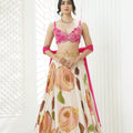 Baby Pink hand painted lehenga and embroidered bralette set image 0
