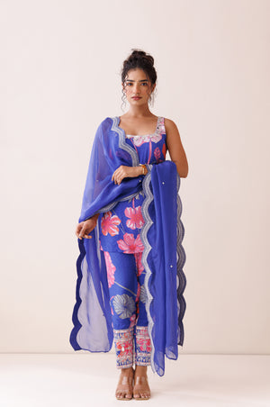 Blue Square Neck Kurta Set image 2
