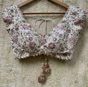 Ivory and Pink Mirror Lehenga Set image 4