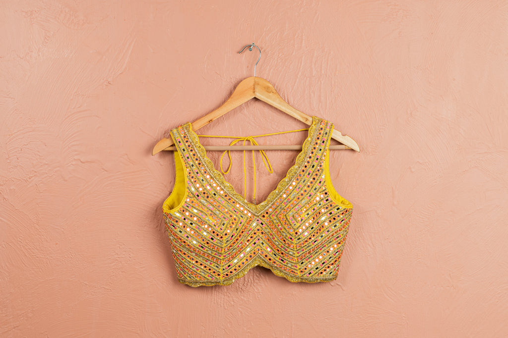 Bumblebee Yellow Lehenga With Colored Blouse image 2