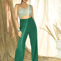 Emerald Green Shimmer Pallazo Set image 0