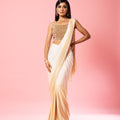 Ivory And Golden Sequin Saree image 0