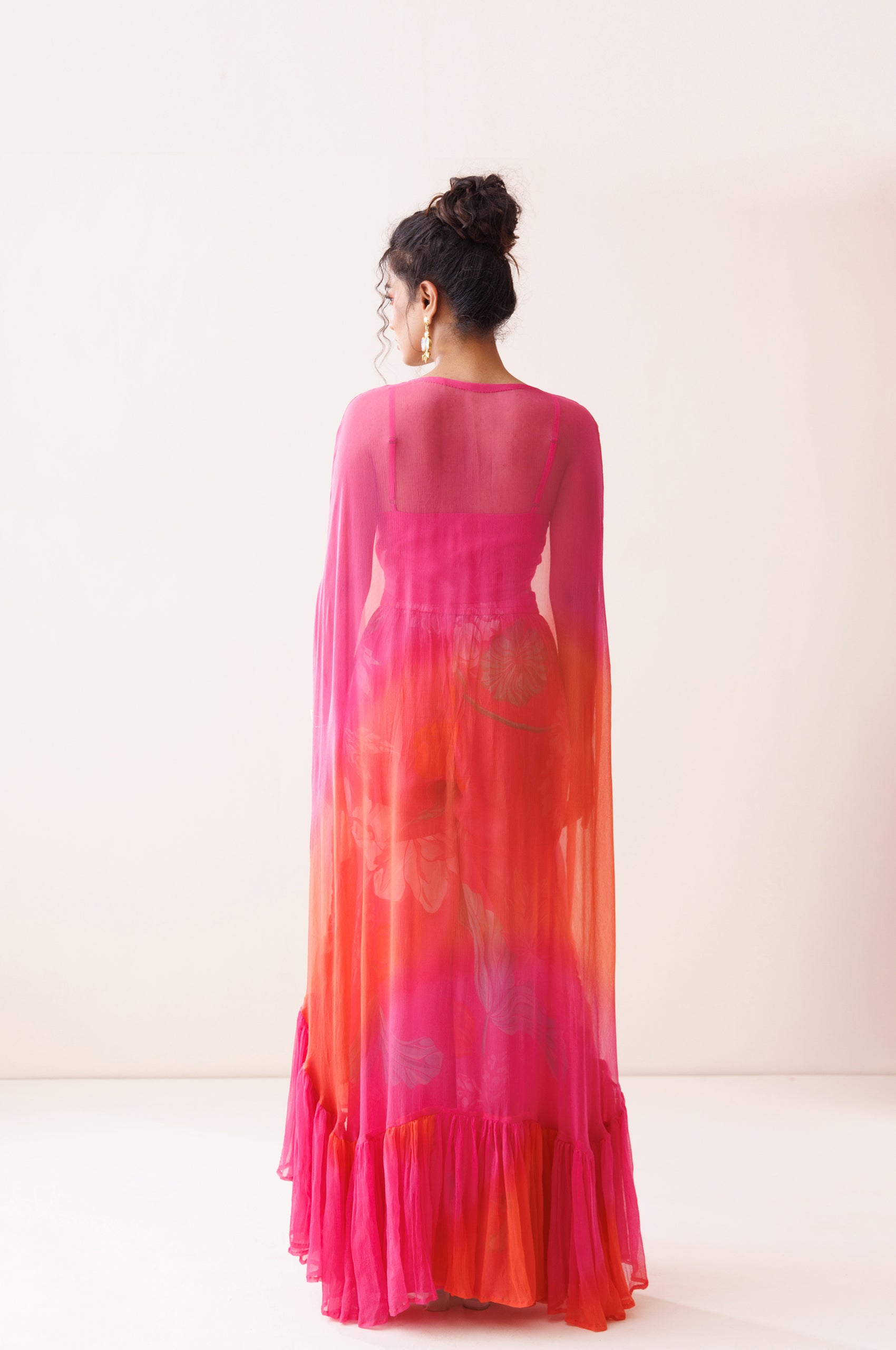 Pink and Orange Ombre Cape Set image 4