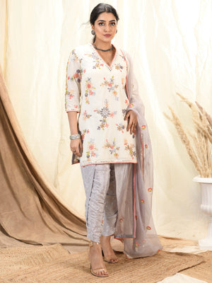 Lavender Grey Kurta and Dhoti Set - XL image