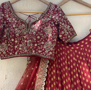 Red Butti Bridal Sharmily Lehenga Set image 3