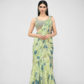 HIGHLIGHTED PRE STICHED PEACOCK SAREE PAIRED WITH BEAD BLOUSE image 0
