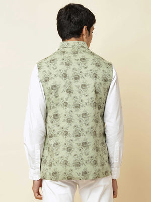 Green Rose Print Bundi Jacket image 3