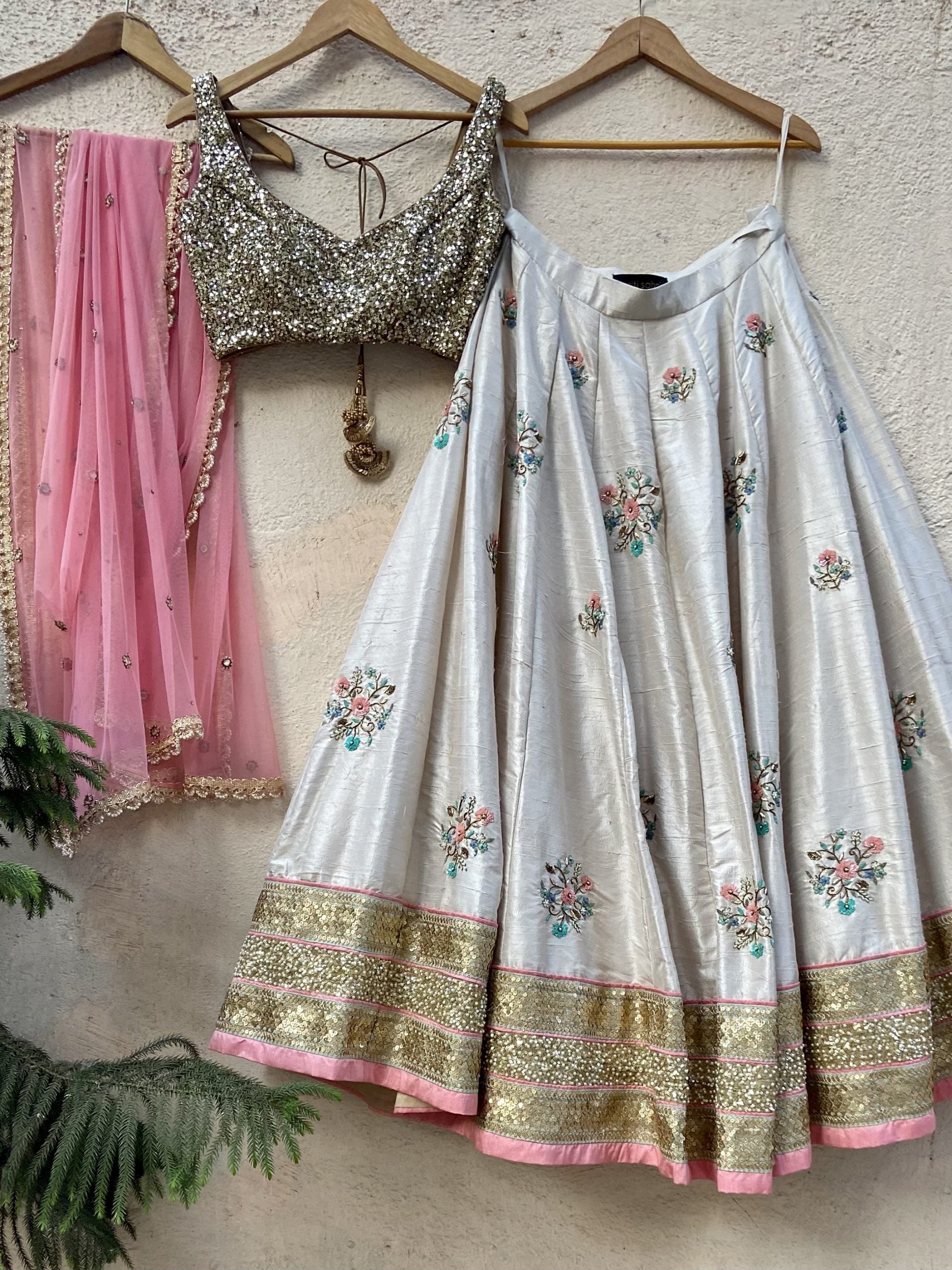 Off White Lehenga with Colourful Embroidery image 0